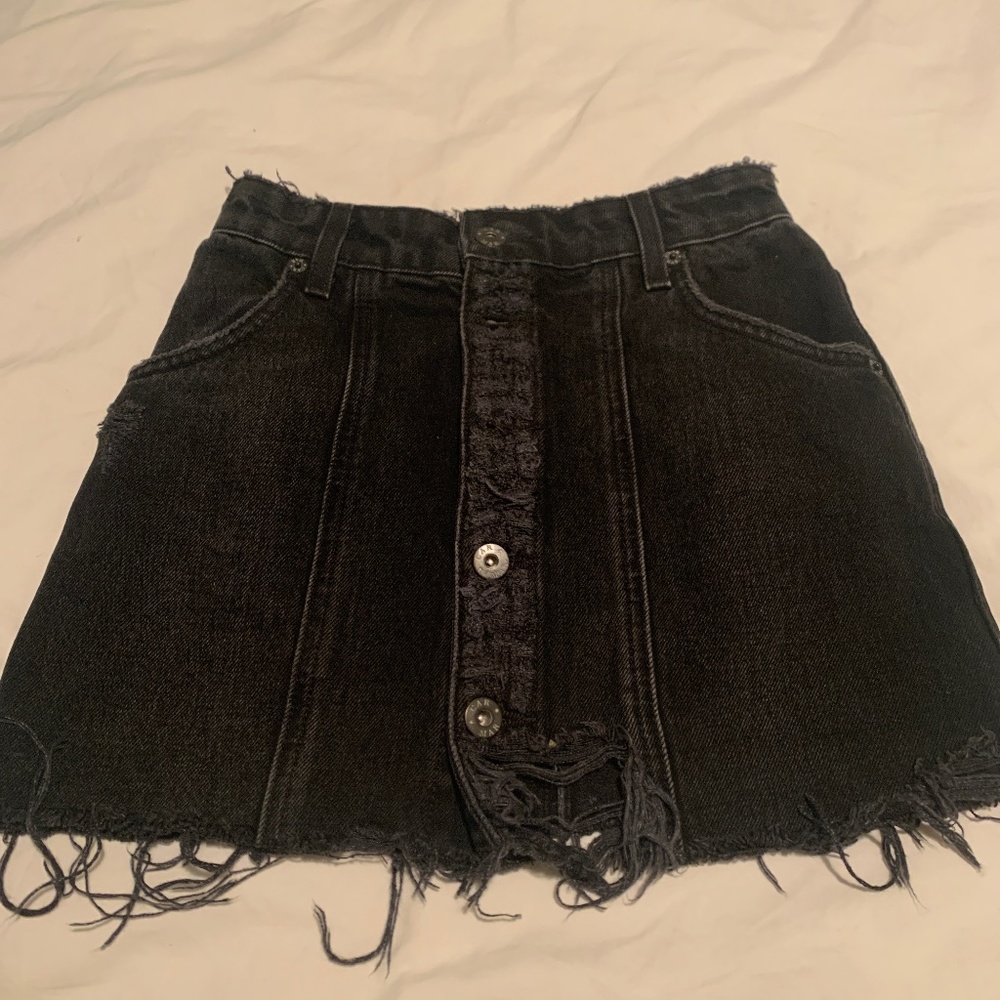 Black denim skirt